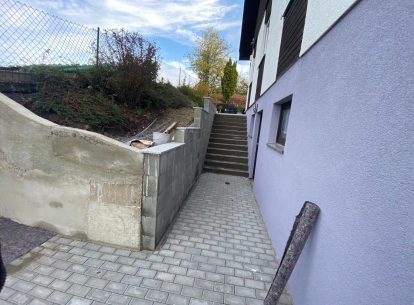 Außenanlage & Mauerbeschichtung — vorher